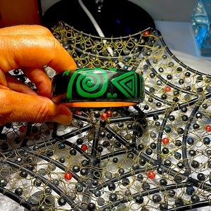 Bangle Greenish With Orange Inside. Very unique design